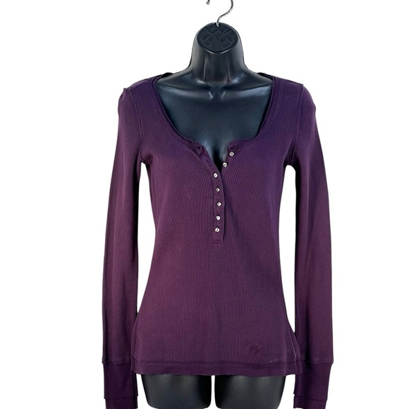 vtg y2k Twisted Heart purple silk patch rhinestone cotton waffle knit top sz S - Picture 3 of 7